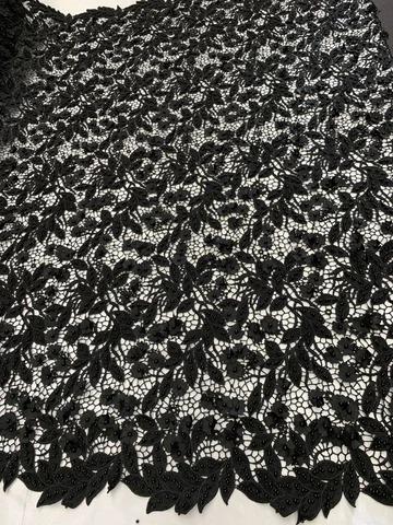 3D Flowers Bridal Heavy Double Beaded Floral Mesh Lace Fabric By The YardICEFABRICICE FABRICSBLACK3D Flowers Bridal Heavy Double Beaded Floral Mesh Lace Fabric By The Yard ICEFABRIC |Black