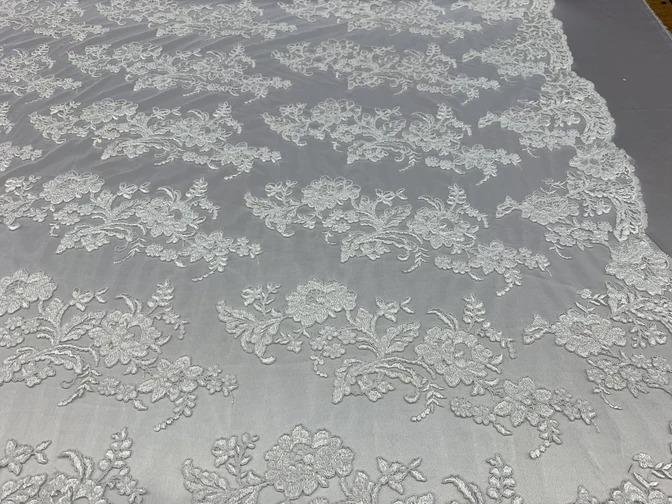2 Way Stretch Flowers Mesh Lace Embroidered Lace Fabric By The YardICEFABRICICE FABRICSWhite2 Way Stretch Flowers Mesh Lace Embroidered Lace Fabric By The Yard ICEFABRIC |White