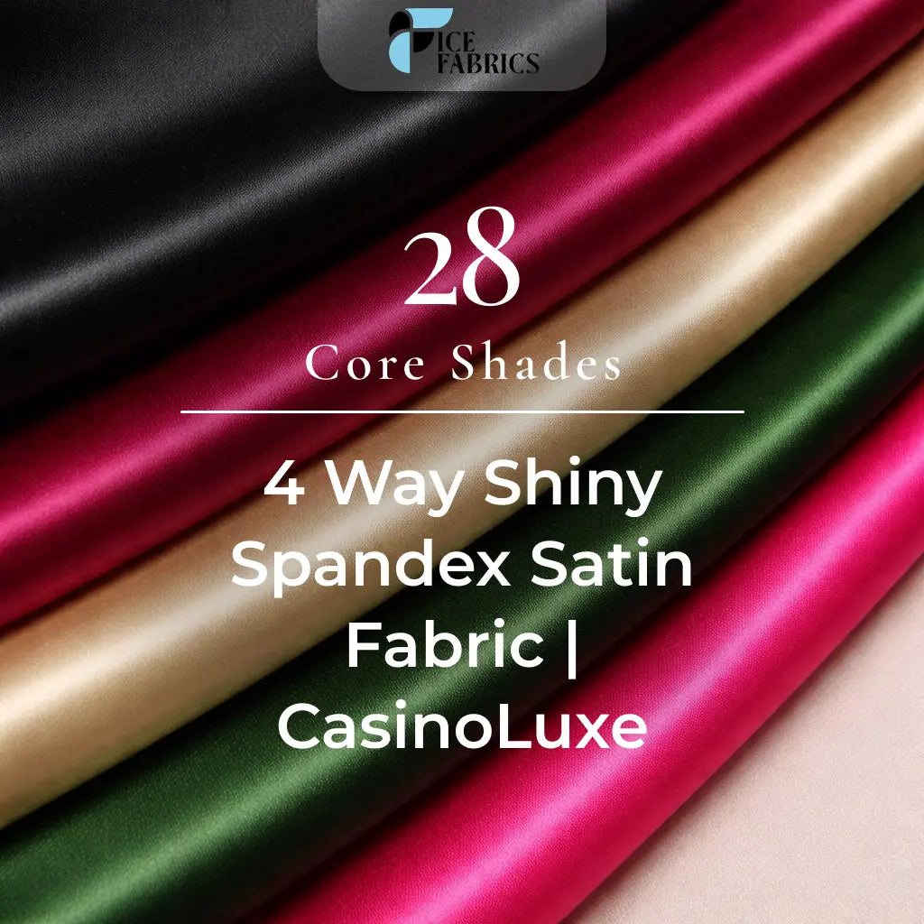 Casino Shiny Spandex 4 Way Stretch Satin Fabric ICE FABRICSICE By The Yard (60" Wide)Thick and Heavy Casino Shiny Spandex 4 Way Stretch Satin Fabric ICE FABRICS