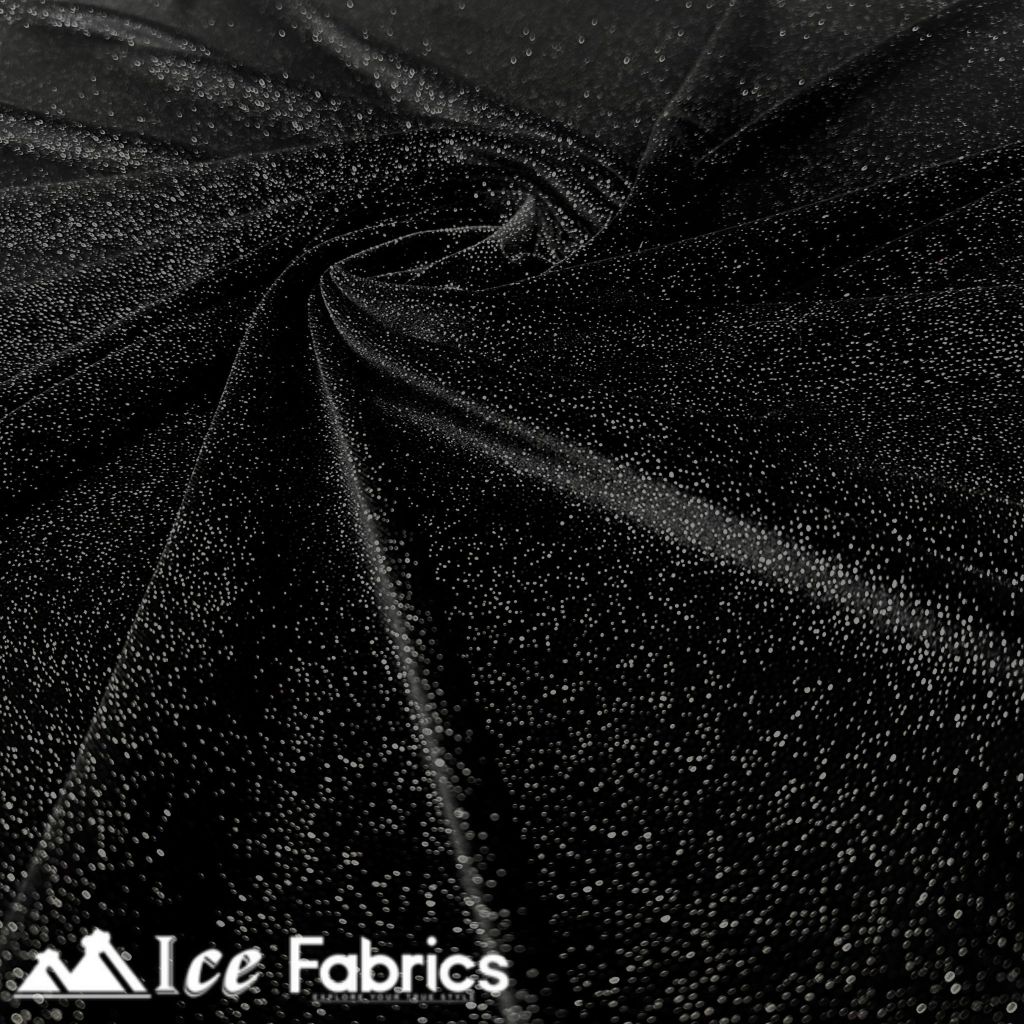 Black Silver Shiny Glitter Stretch Velvet Fabric | Spandex Fabric