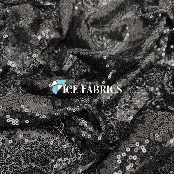 All Over Black Mesh Glitz Mini Sequins Fabric