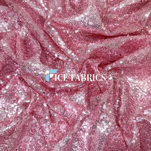 All Over Bright Pink Mesh Glitz Mini Sequins Fabric