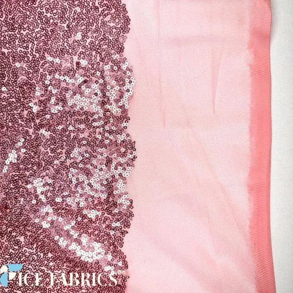 Bright Pink All Over Mini Sequin Fabric On Mesh