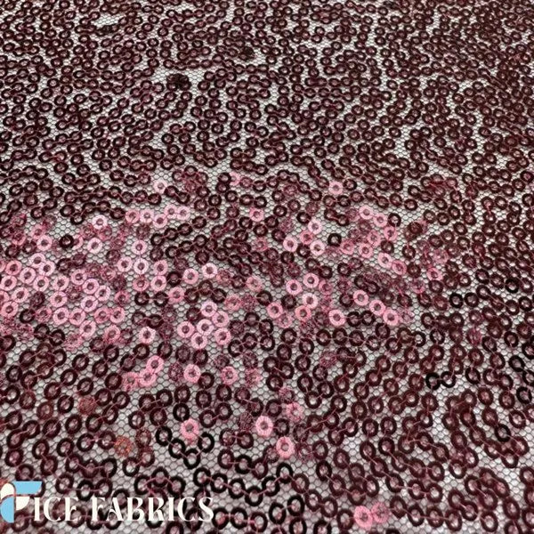 All Over Burgundy Mesh Glitz Mini Sequins Fabric