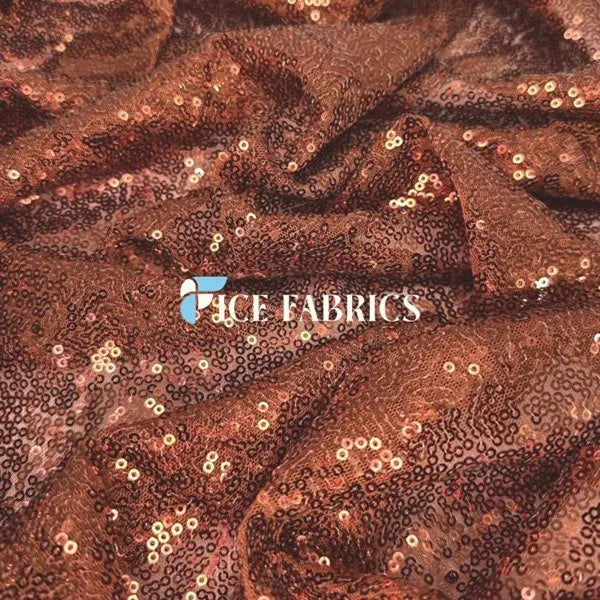 Copper All Over Mini Sequin Fabric On Mesh