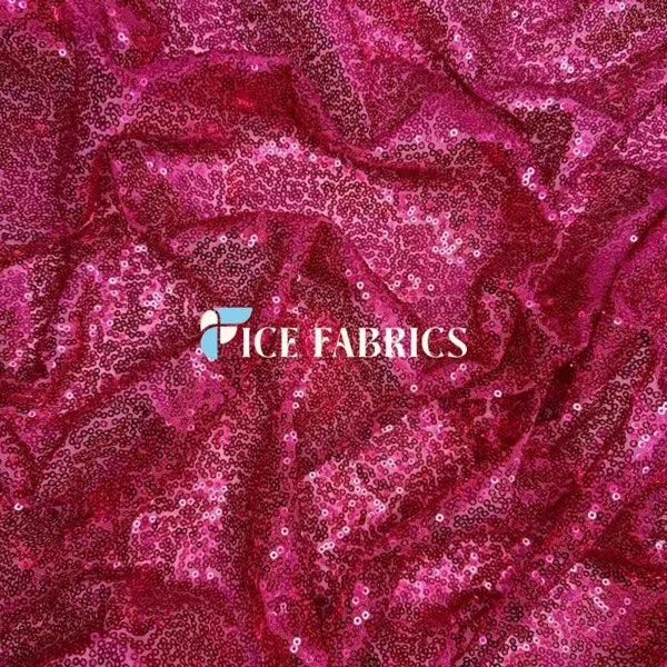 All Over Fuchsia Mesh Glitz Mini Sequins Fabric