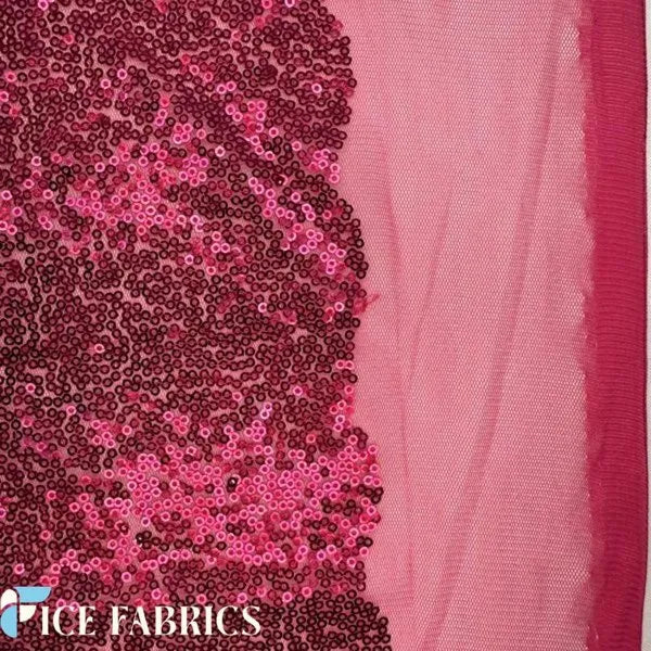 All Over Fuchsia Mesh Glitz Mini Sequins Fabric