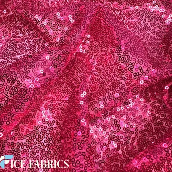 Fuchsia All Over Mini Sequin Fabric On Mesh