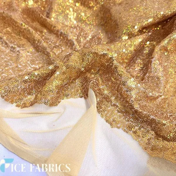 All Over Gold Iridescent Mesh Glitz Mini Sequins Fabric