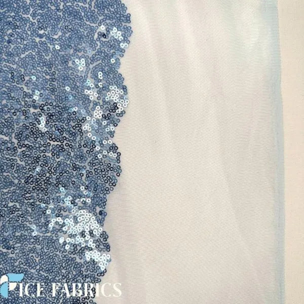 Perry Blue All Over Mini Sequin Fabric On Mesh