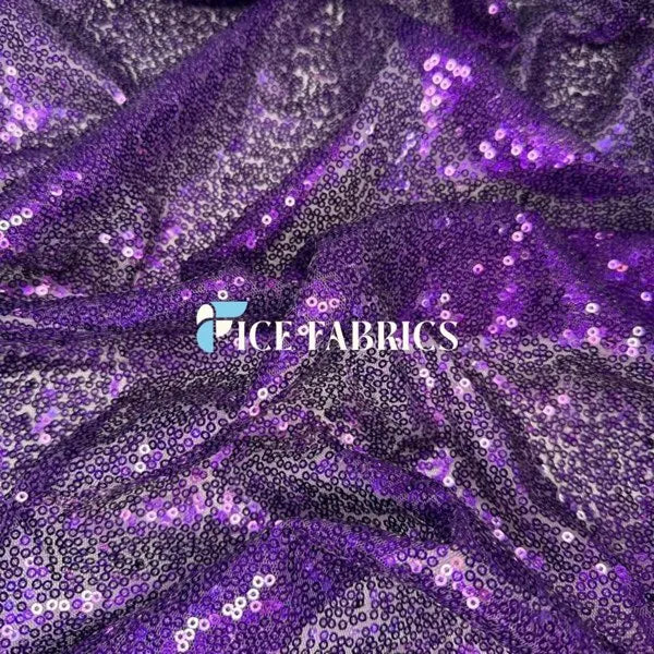 Purple All Over Mini Sequin Fabric On Mesh