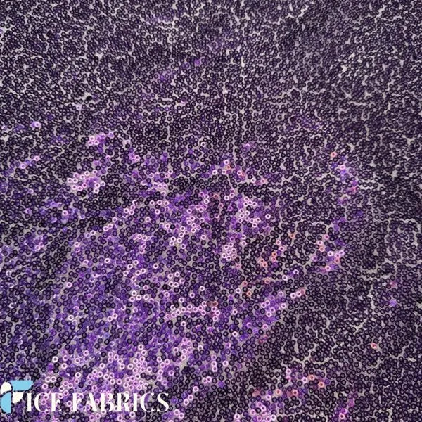 Purple All Over Mini Sequin Fabric On Mesh