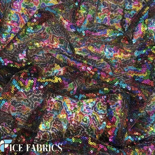 All Over Mini Sequin Fabric On Mesh By The Roll (20 yards) Fabric Wholesale