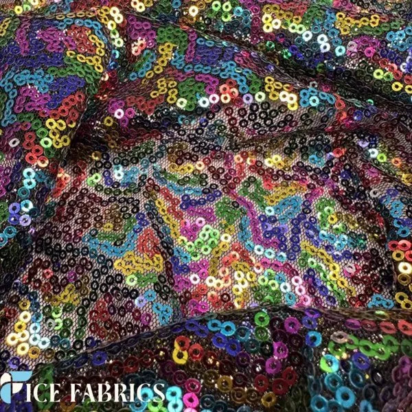 All Over Rainbow Mesh Glitz Mini Sequins Fabric