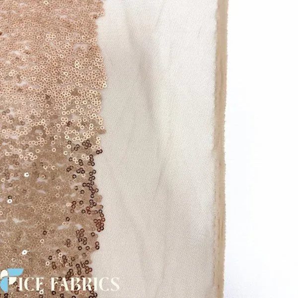 Rose Gold All Over Mini Sequin Fabric On Mesh