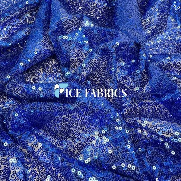 All Over Royal Blue Mesh Glitz Mini Sequins Fabric