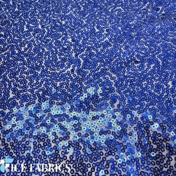 Royal Blue All Over Mini Sequin Fabric On Mesh