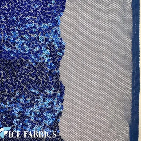 All Over Royal Blue Mesh Glitz Mini Sequins Fabric