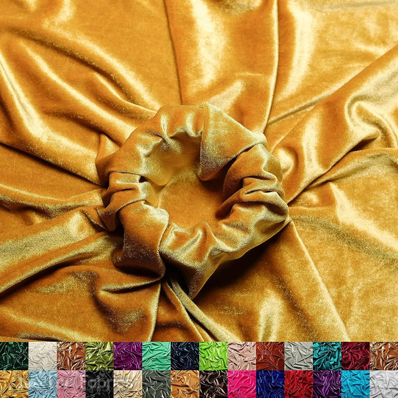Antique Gold Soft and Smooth Stretch Velvet Upholstery Fabric