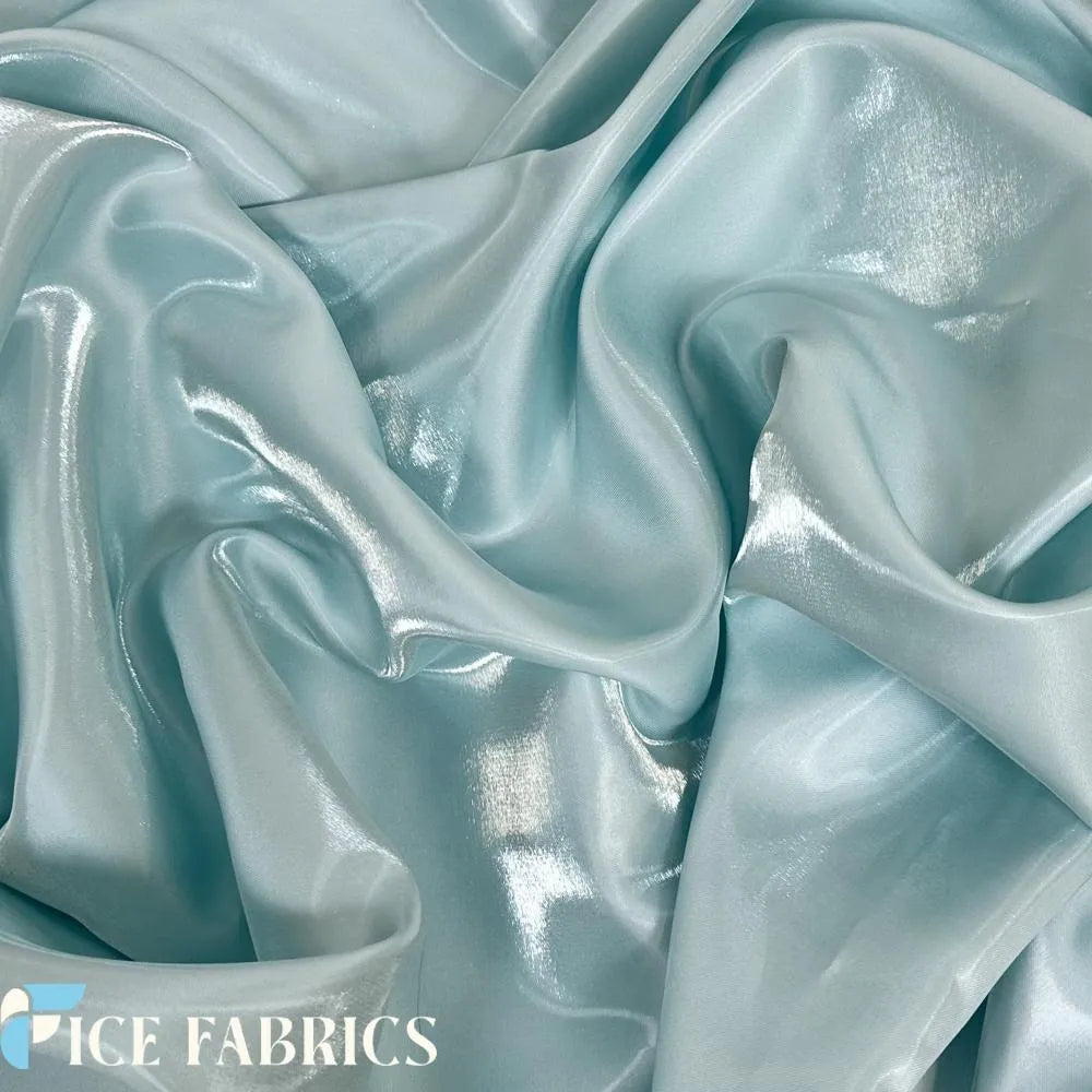 Aqua Reflective Liquid Crystal Silky Satin Fabric