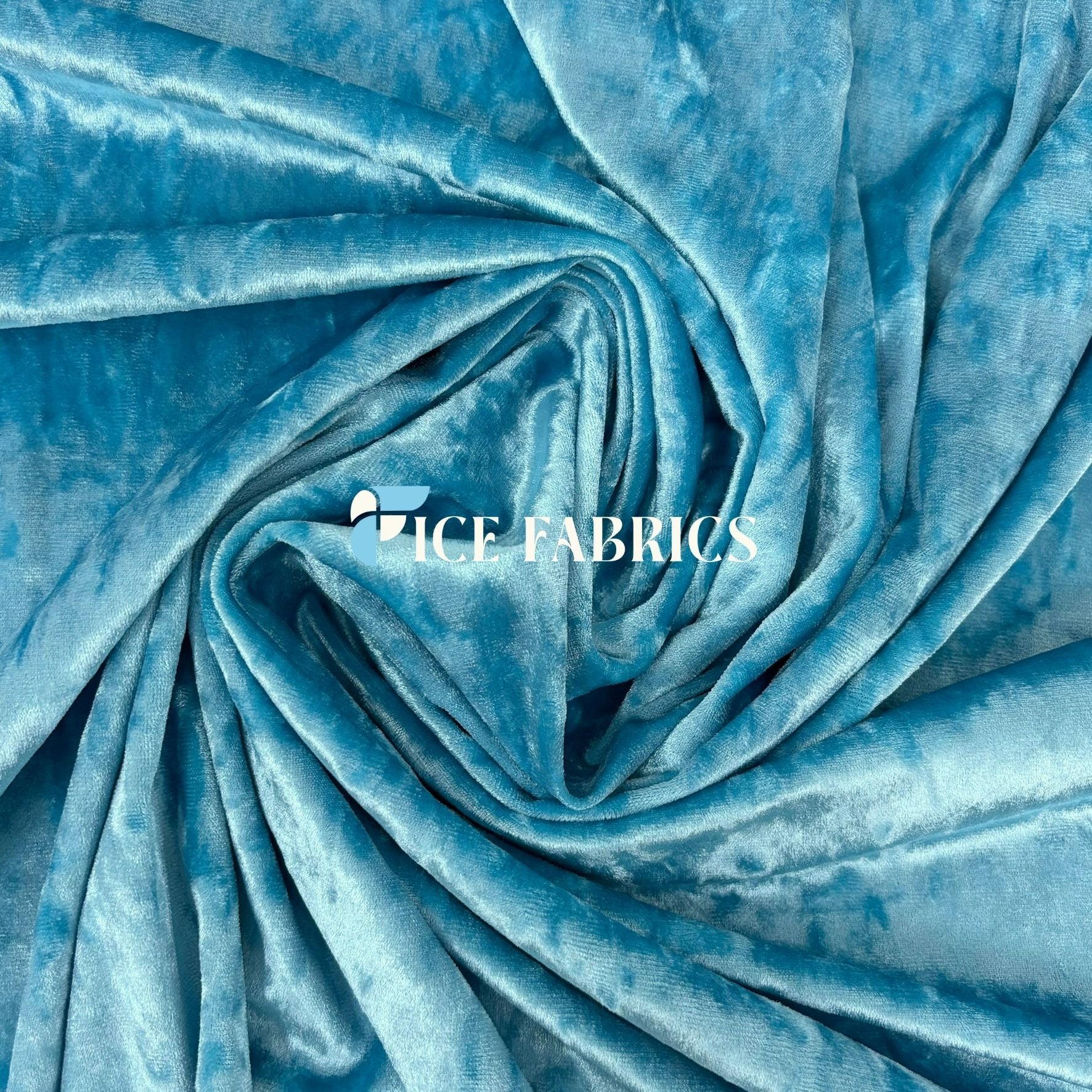 Aqua Stretch Crushed Velvet Fabric