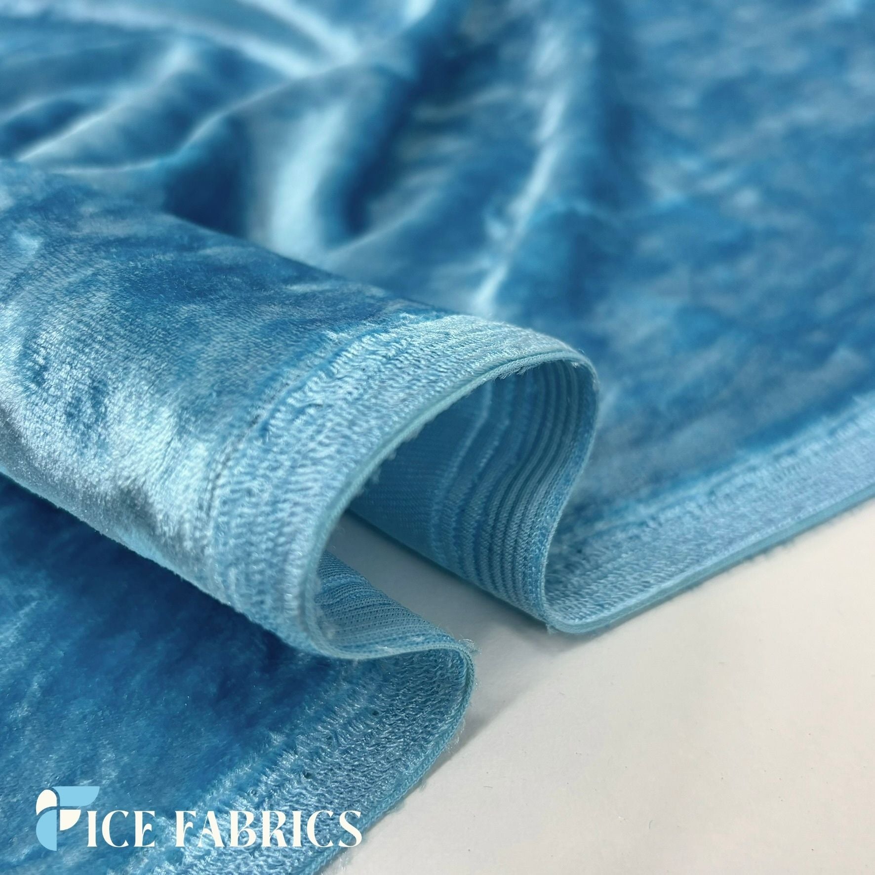 Aqua Stretch Velvet Fabric