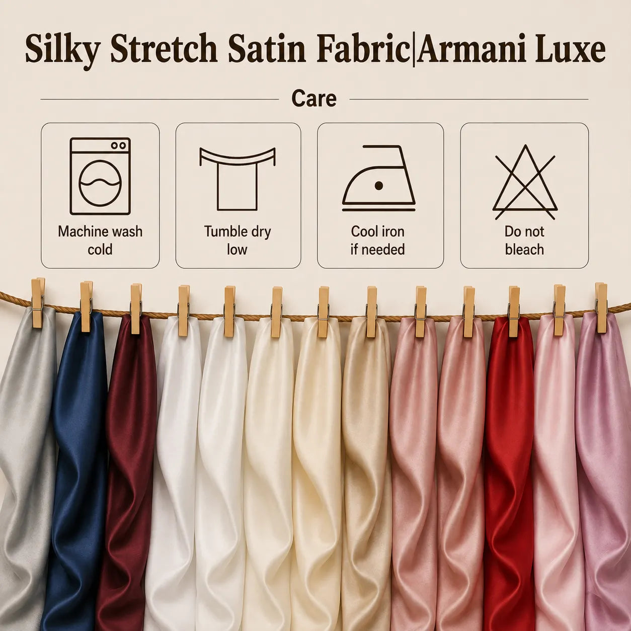 Arman Luxe Silky Stretch Satin Fabric By The Yard