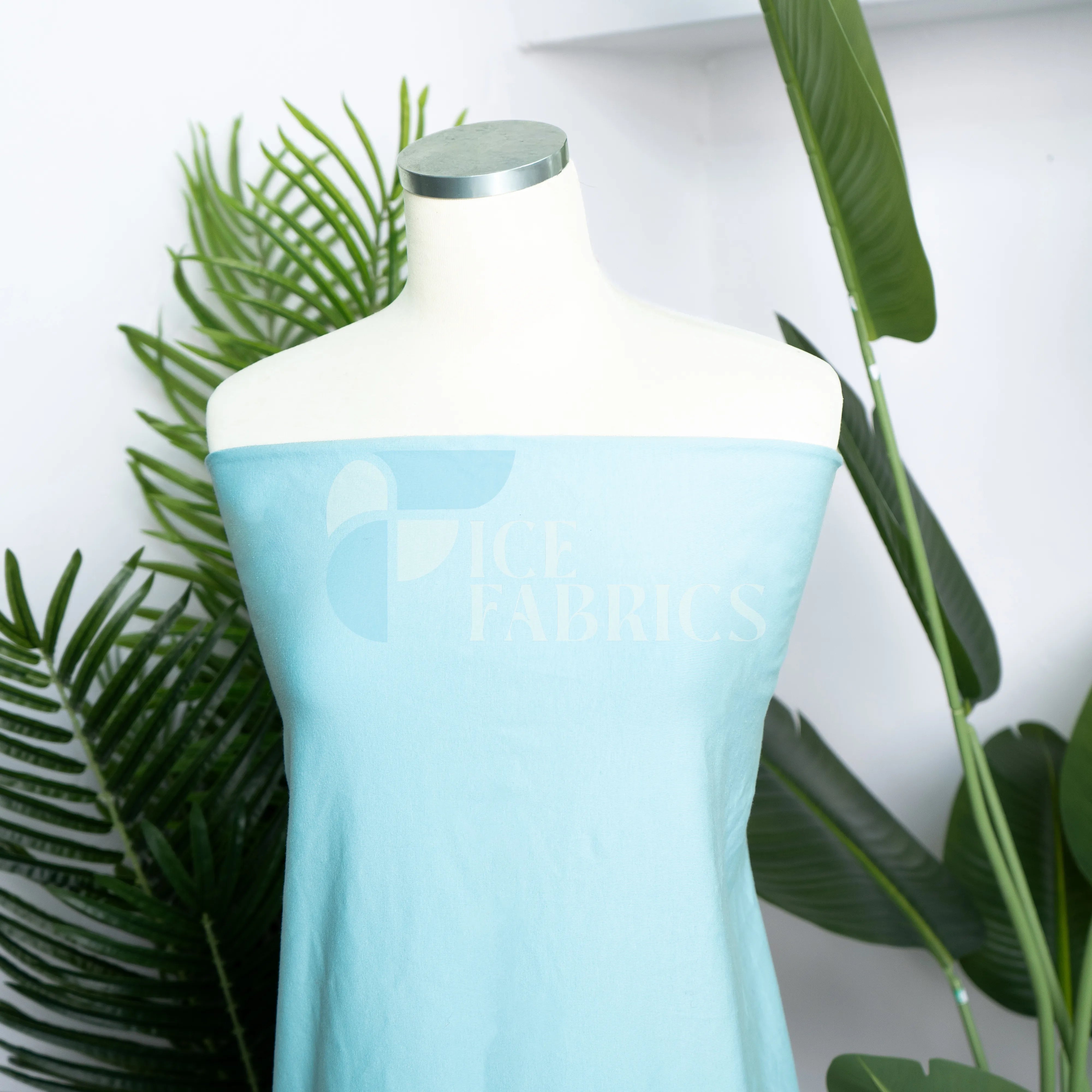 Baby Blue Cotton Spandex Jersey Fabric | FlexCot