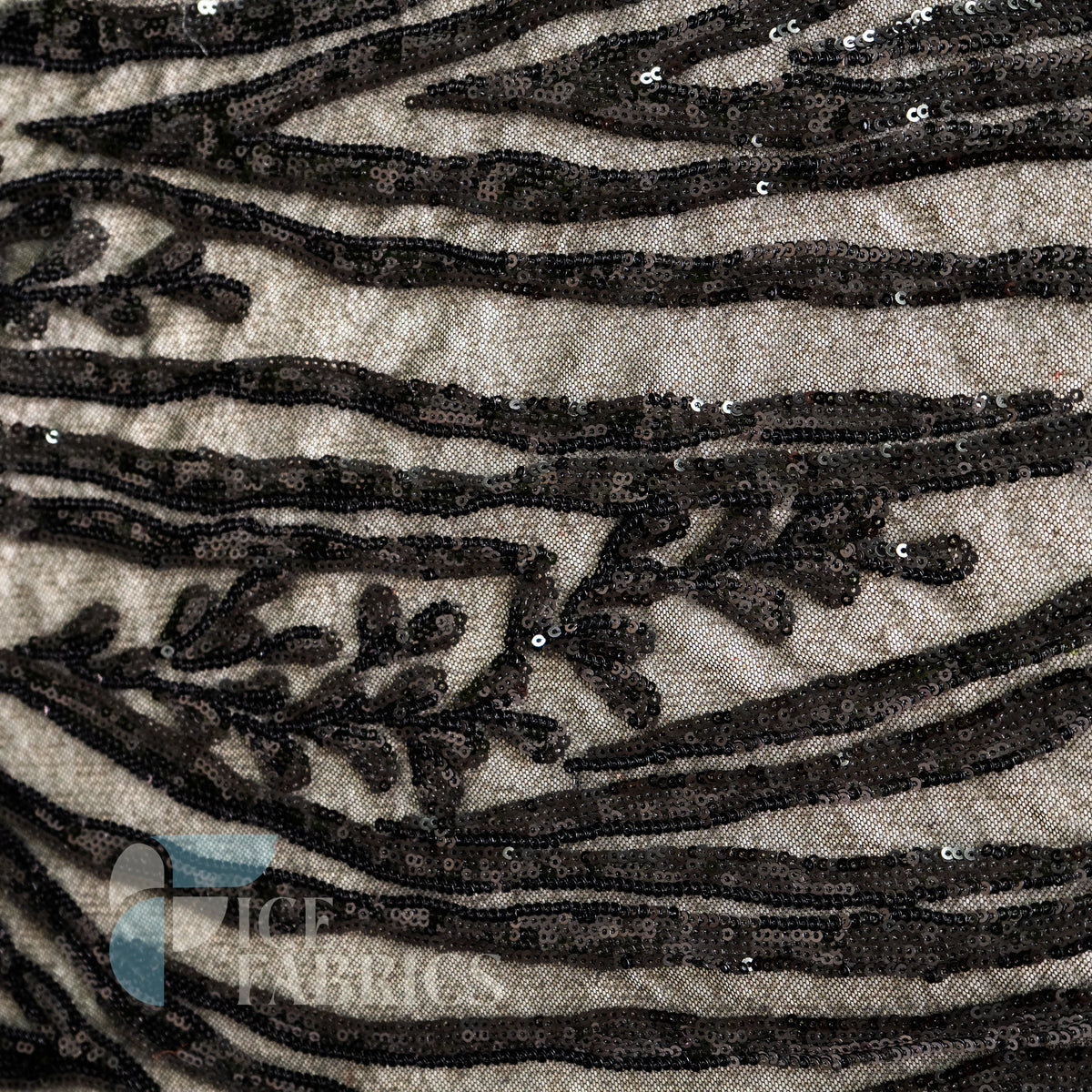 Wild Vine 4 Way Stretch Sequin Fabric on Mesh