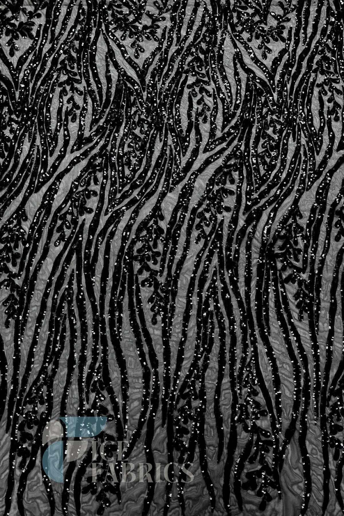 Wild Vine 4 Way Stretch Sequin Fabric on Mesh