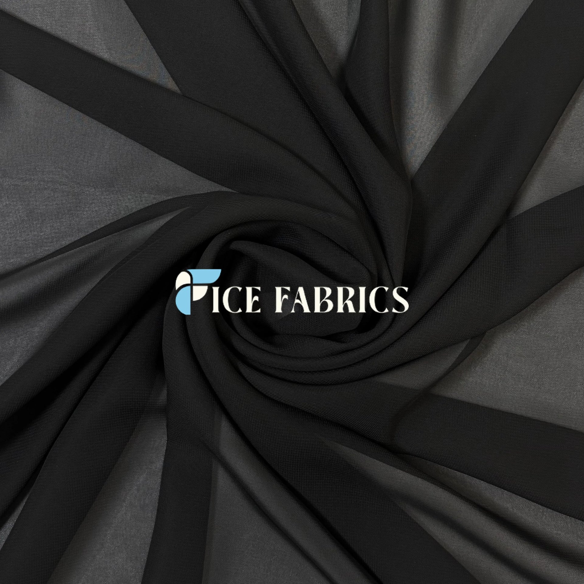 Black Mia Chiffon Sheer Fabric By The Yard