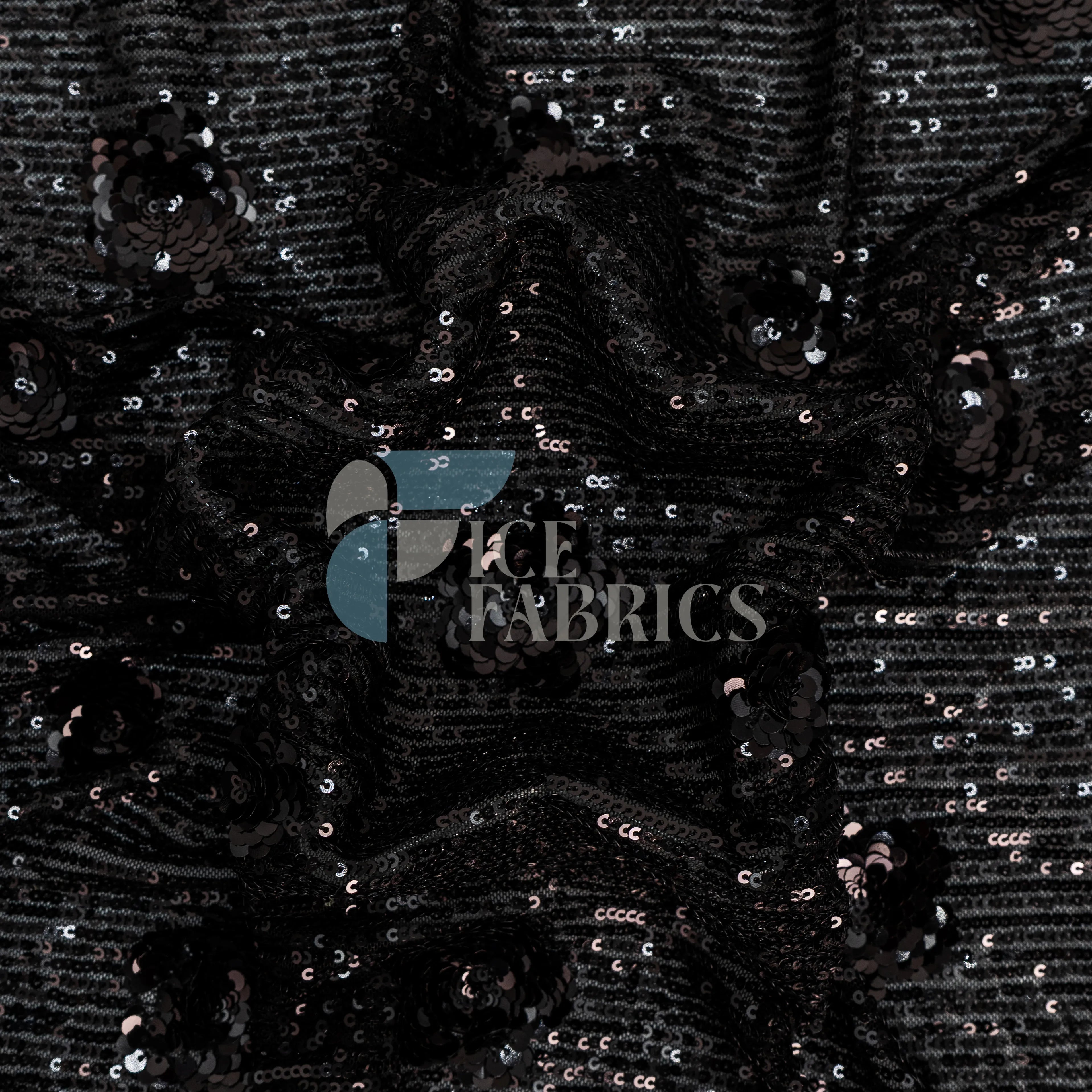 Celeste 3D Floral Stretch Sequin Fabric
