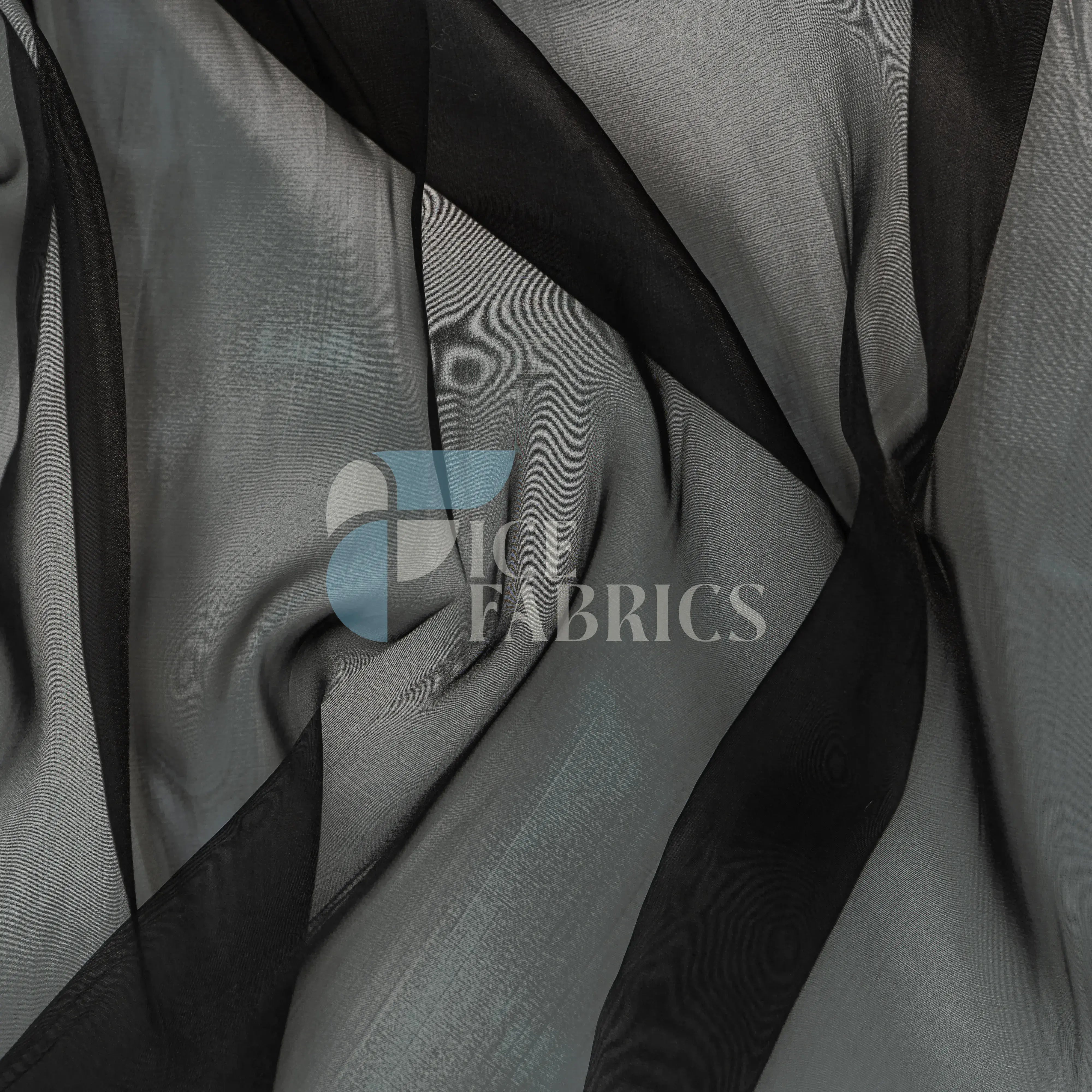 Black Crystal Sheer Organza Fabric By The Yard