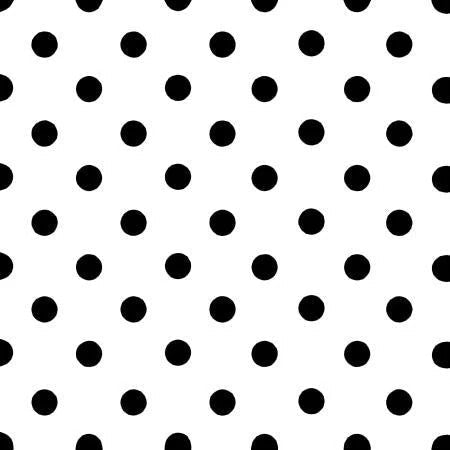 Black Dot on White 1/2" Polka Dot Poly Cotton Fabric By the Yard