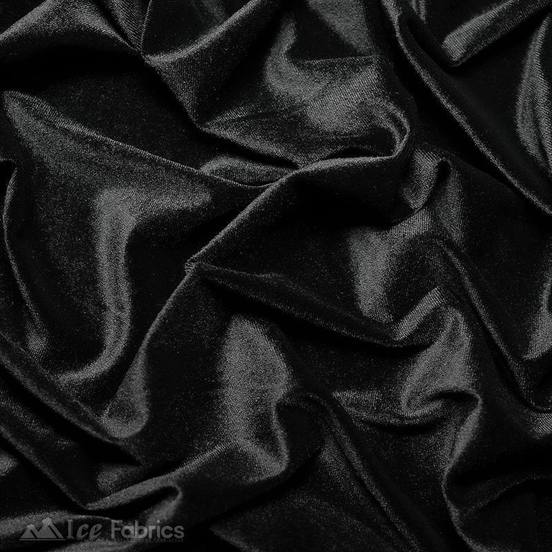 Black Soft and Smooth Stretch Velvet Upholstery Fabric