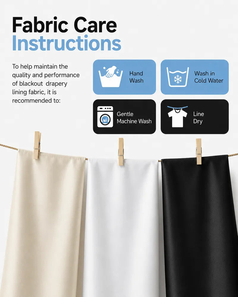 Blackout Drapery Fabric Care Instructions