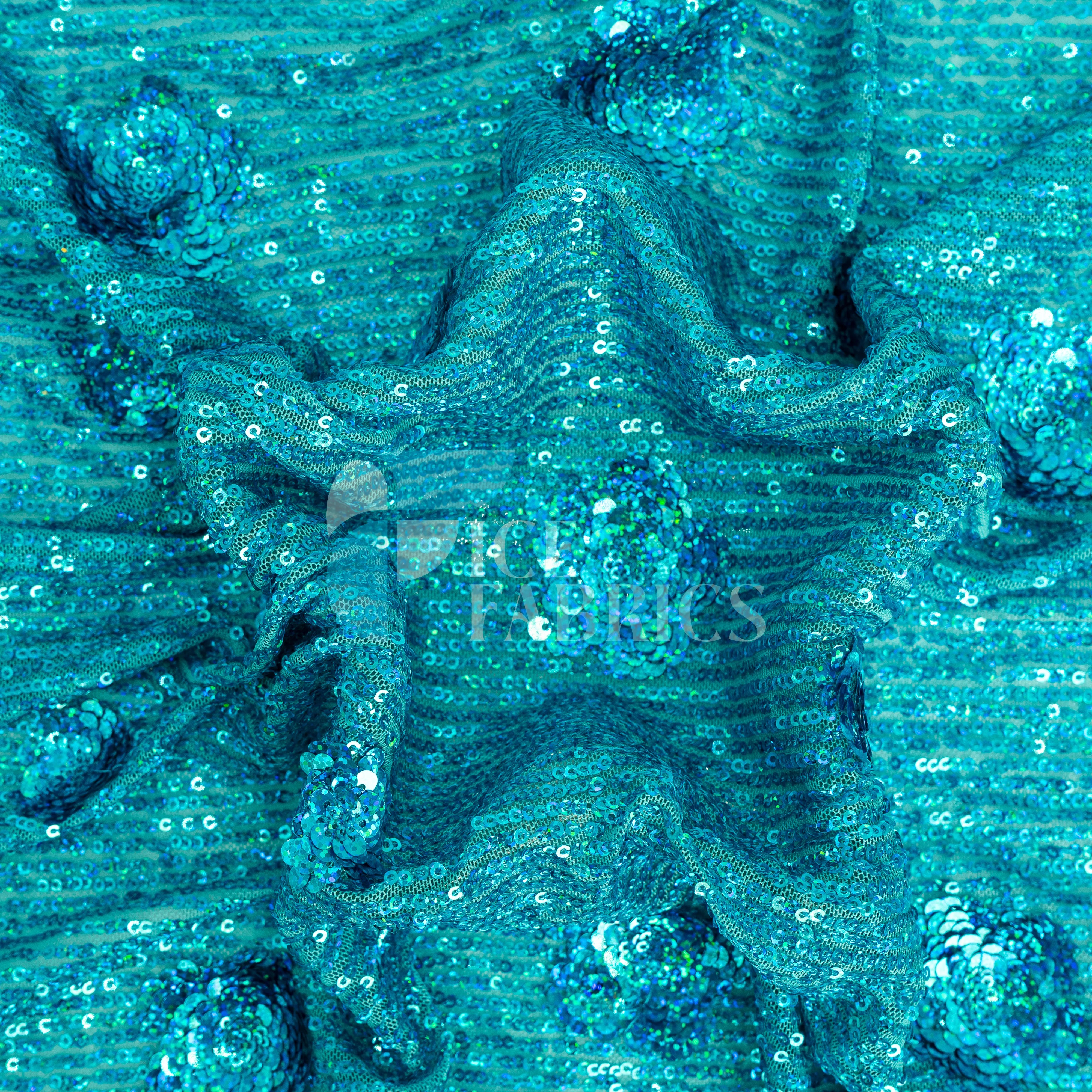 Celeste 3D Floral Stretch Sequin Fabric