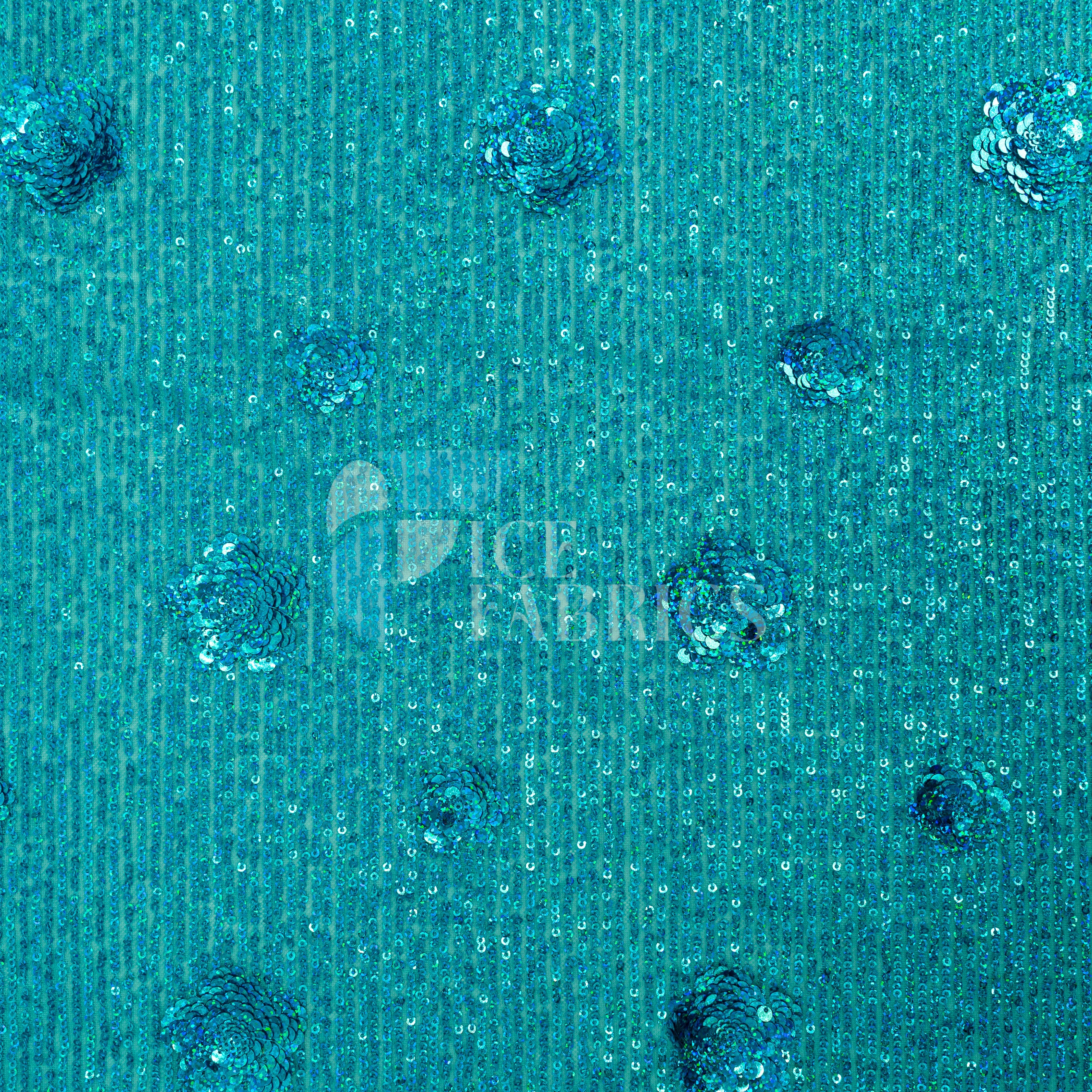 Celeste 3D Floral Stretch Sequin Fabric