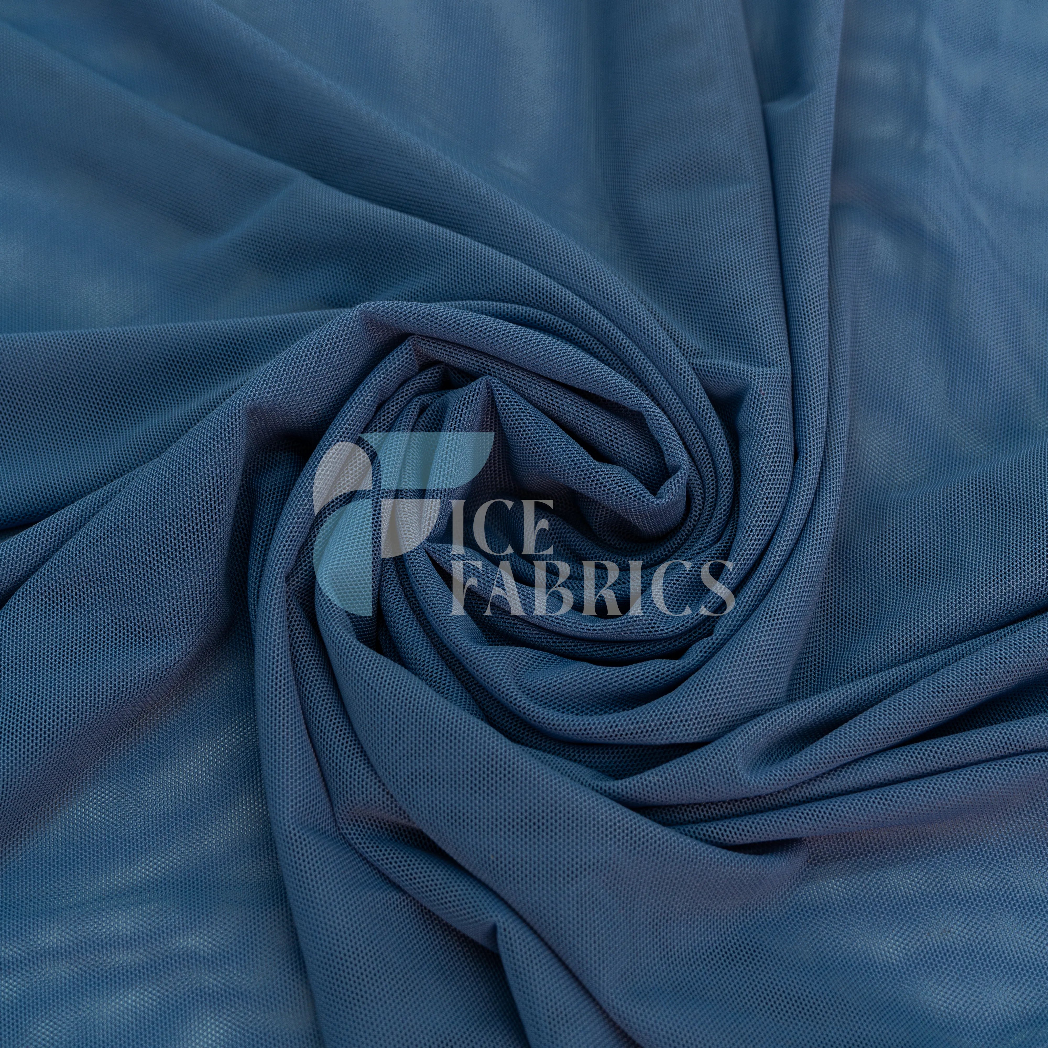Blue 4 Way Stretch Nylon Spandex Power Mesh Fabric