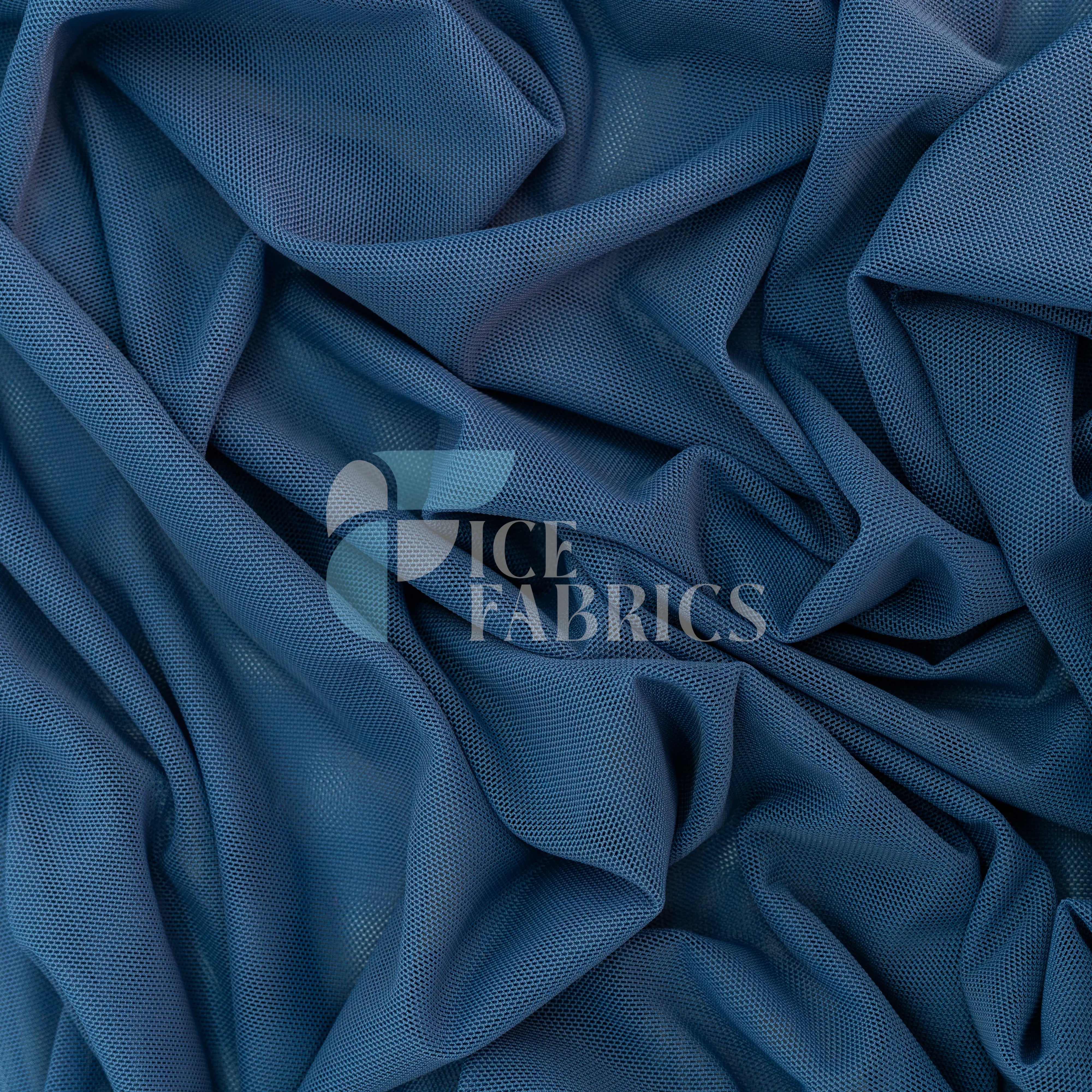 Blue 4 Way Stretch Nylon Spandex Power Mesh Fabric