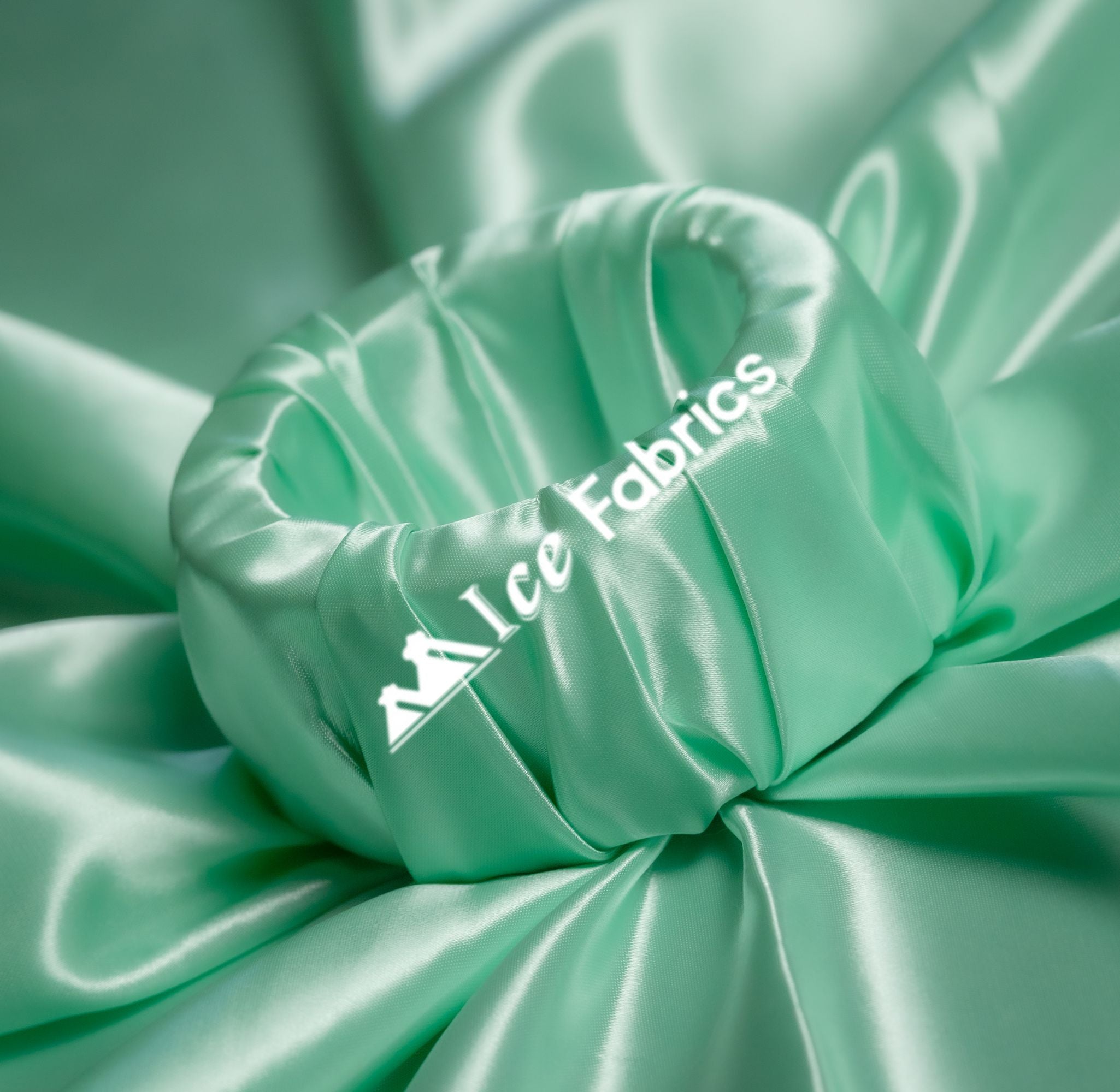 Mint Green Shiny Bridal Satin Fabric - Ice fabrics