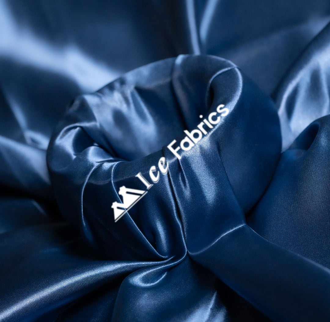 navy blue material for dresses Shine On! Navy Blue Bridal Satin Fabric