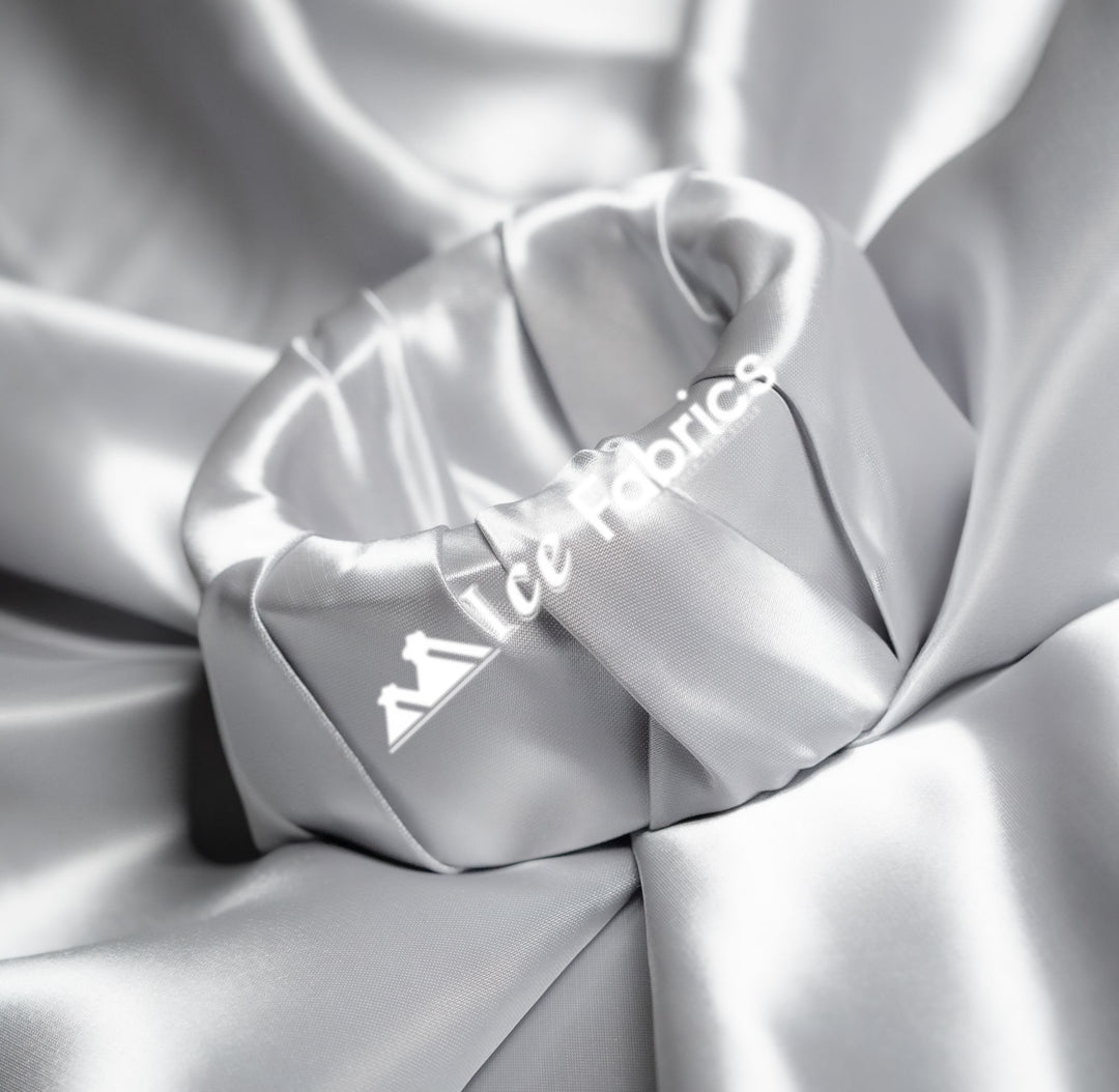 silver fabric for dresses CB Silver Duchess Satin Fabric