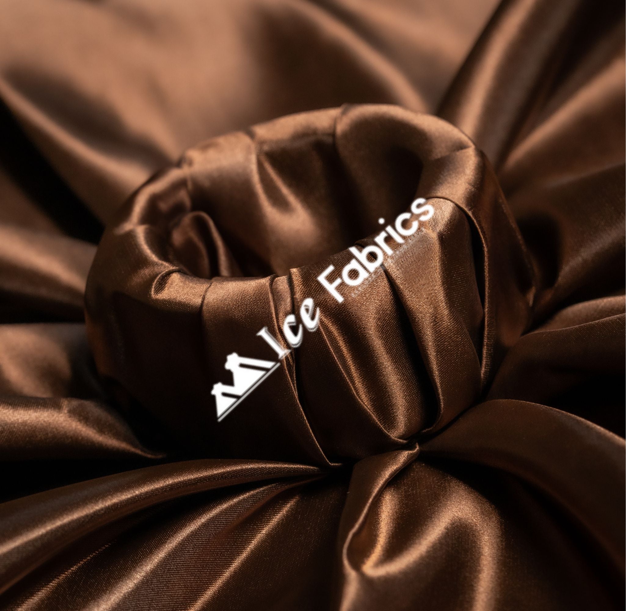 Brown Shiny Bridal Satin Fabric - Ice fabrics