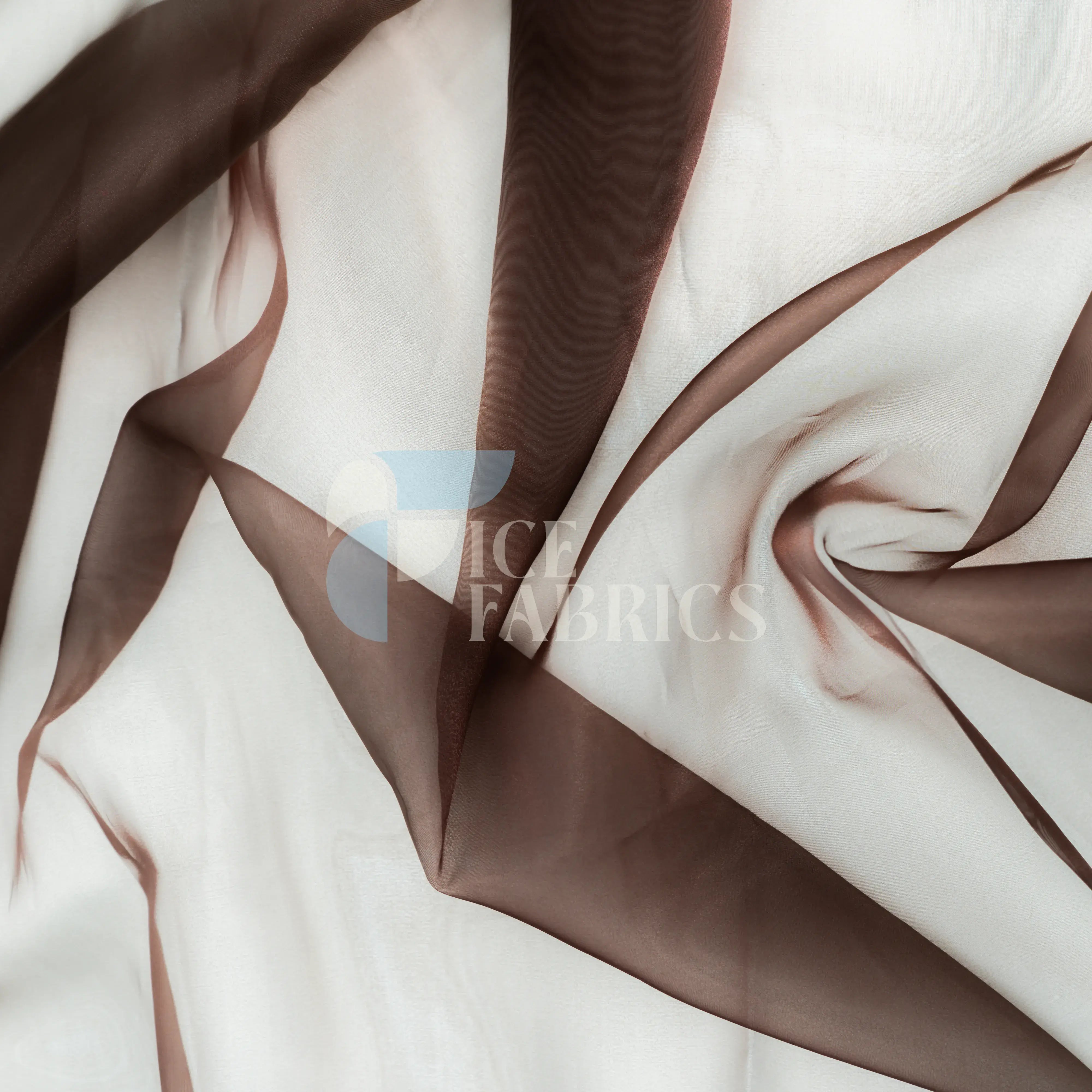 Brown Crystal Sheer Organza Fabric By The Yard