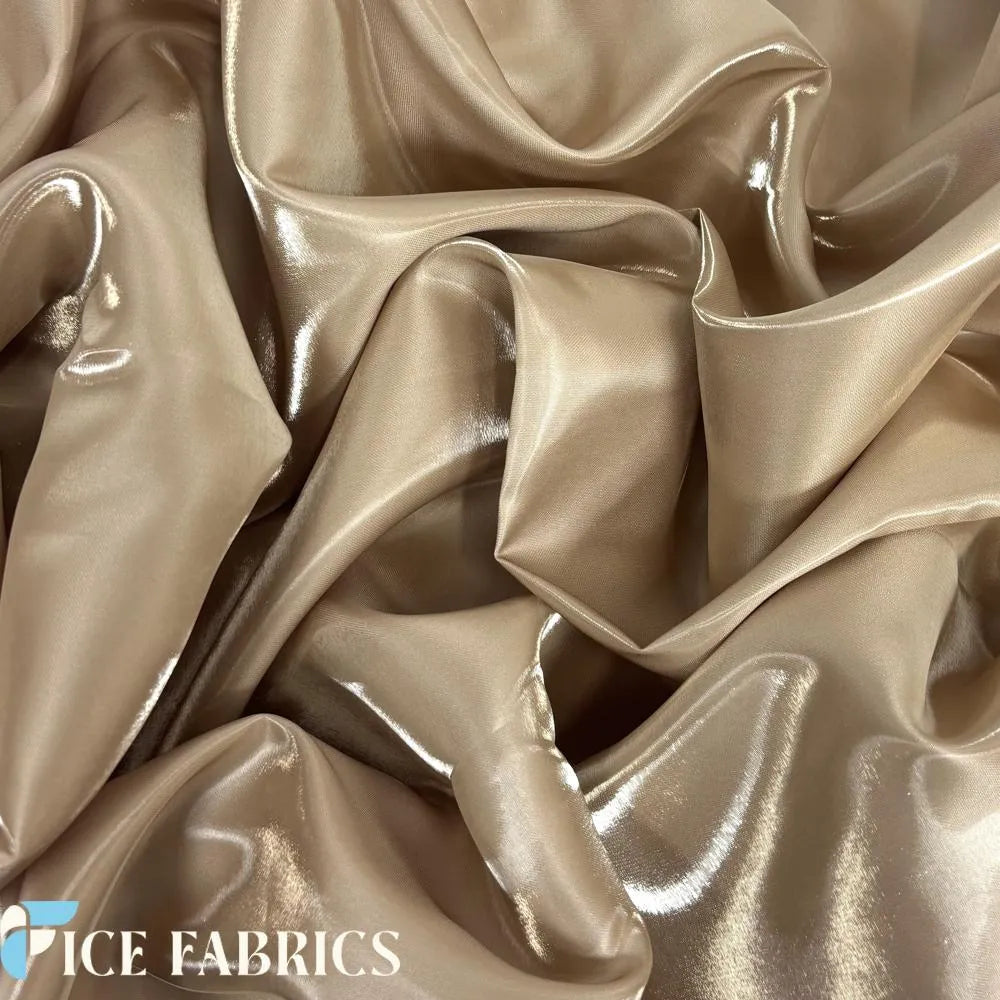 Champagne Reflective Liquid Crystal Silky Satin Fabric