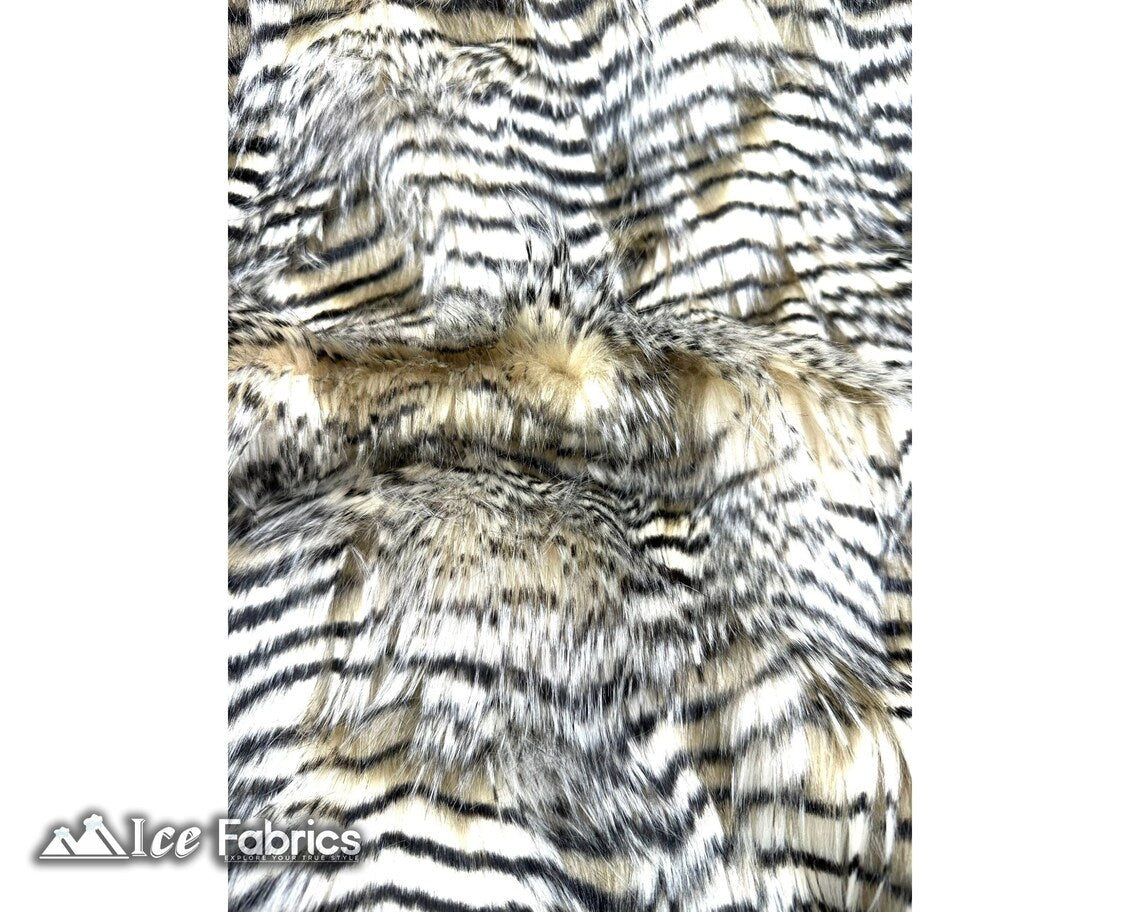 Champagne Faux Fake Fur Feathered Bird Long Pile Fabric | Faux Fur Material