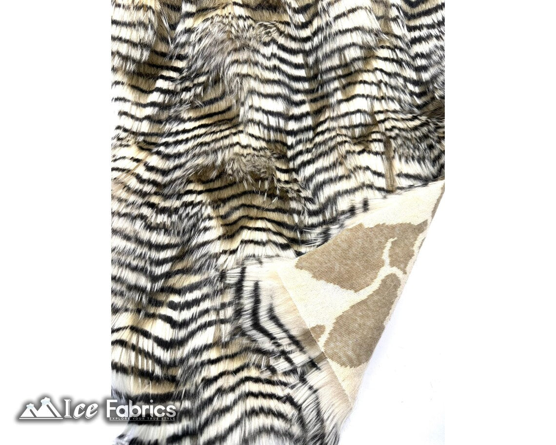 Champagne Faux Fake Fur Feathered Bird Long Pile Fabric | Faux Fur Material
