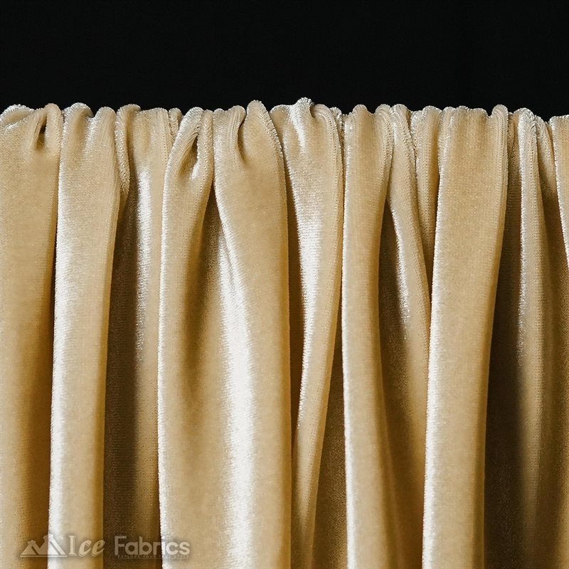 Champagne Soft and Smooth Stretch Velvet Upholstery Fabric