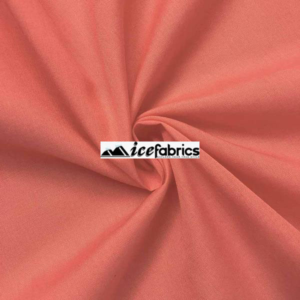 Coral Poly Cotton Broadcloth Fabric By The Yard